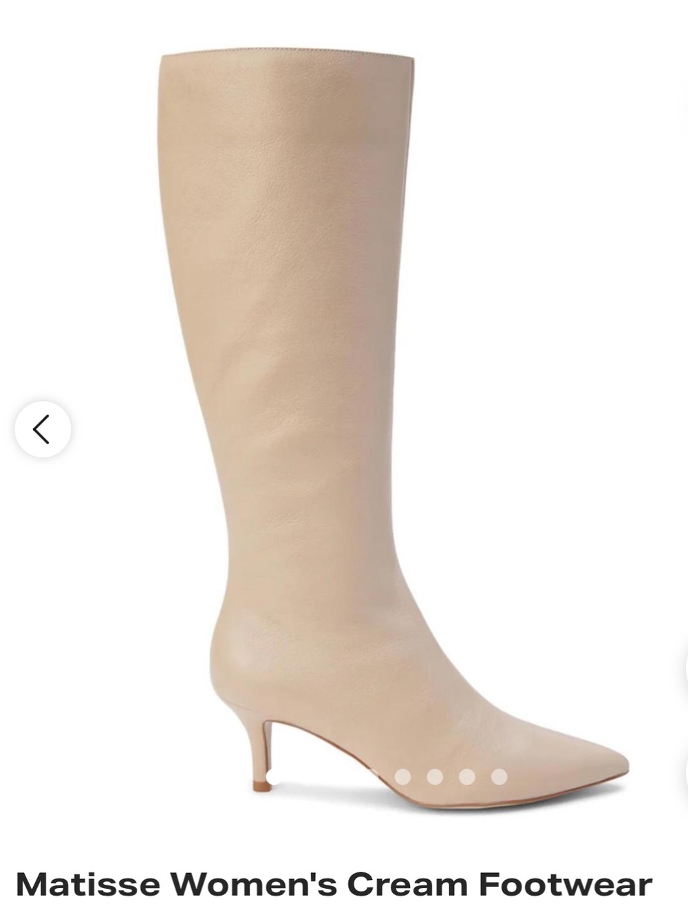 Matisse Beige Pointed-Toe Knee-High Kitten Heel Boots